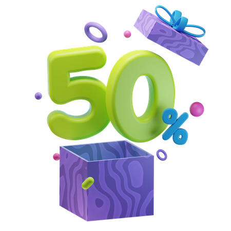 Unboxing 50 Percentage Discount  3D Icon