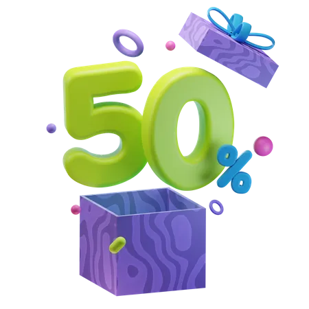 Unboxing 50 Percentage Discount  3D Icon