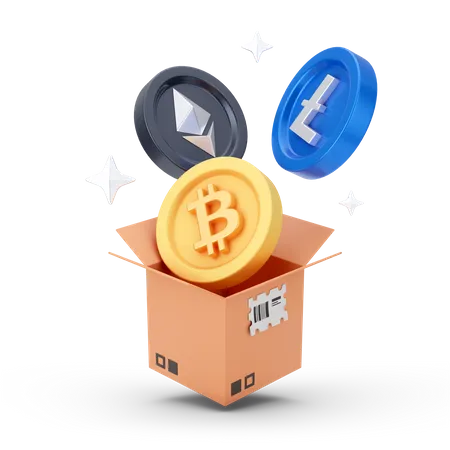 Desempacotando criptomoeda  3D Icon