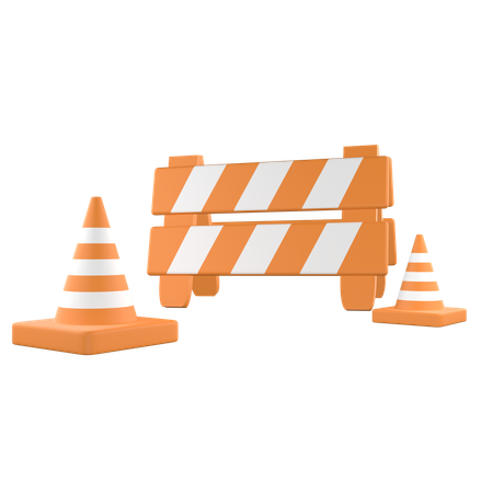 Under Construction Barrier And Cones  3D Icon