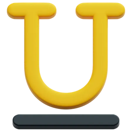 Underline U  3D Icon
