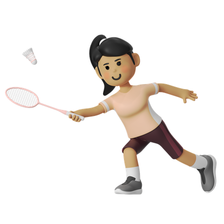 Underswing Badminton Girl  3D Icon