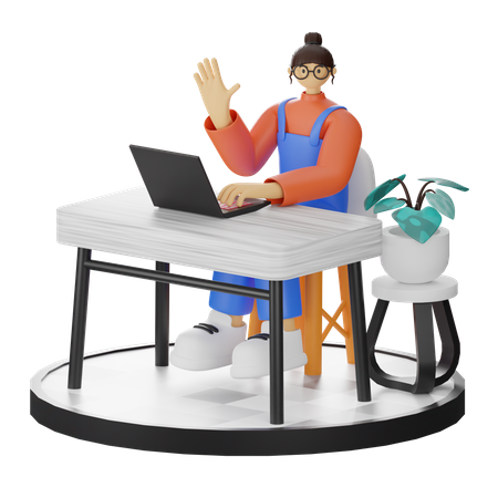 Une femme dit bonjour  3D Icon