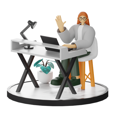 Une femme dit bonjour  3D Icon