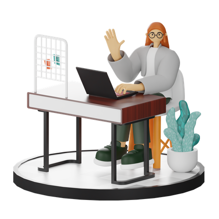 Une femme dit bonjour  3D Icon