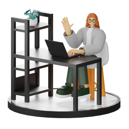 Une femme dit bonjour  3D Icon