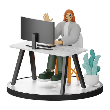 Une femme dit bonjour  3D Icon