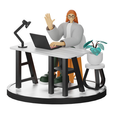 Une femme dit bonjour  3D Icon