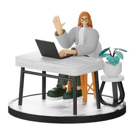 Une femme dit bonjour  3D Icon