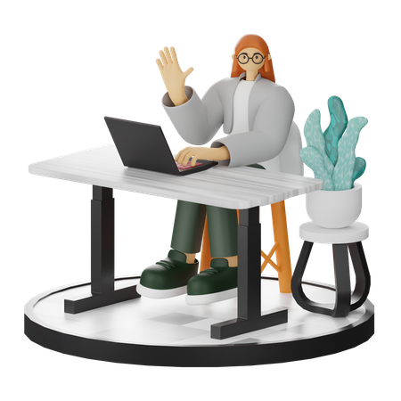 Une femme dit bonjour  3D Icon