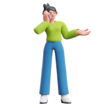 Une femme explique par appel téléphonique  3D Icon