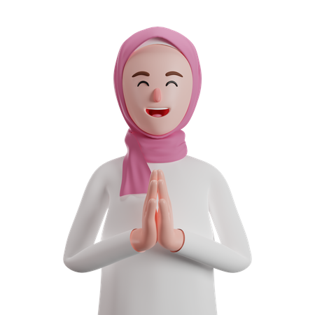Une femme musulmane montre un geste de salutation  3D Icon