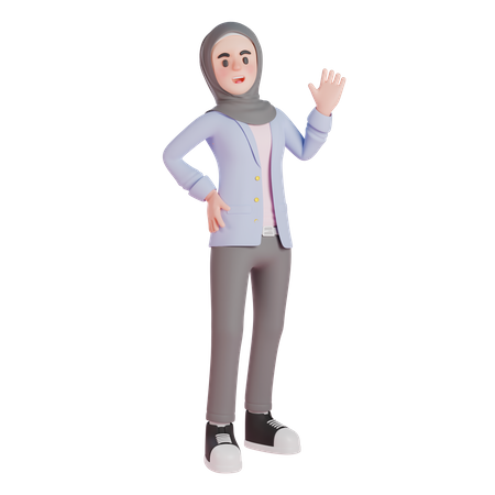Une femme musulmane montre un geste de salutation  3D Icon