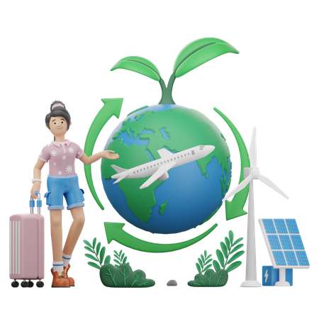 Une femme part en voyage international  3D Icon