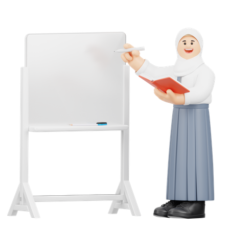 Une fille copie ses notes avec diligence  3D Icon