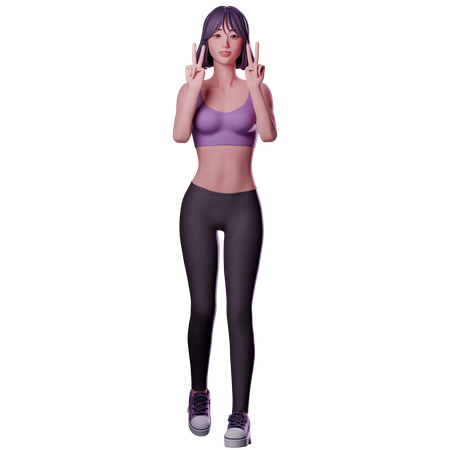 Une fille dit bonjour  3D Icon
