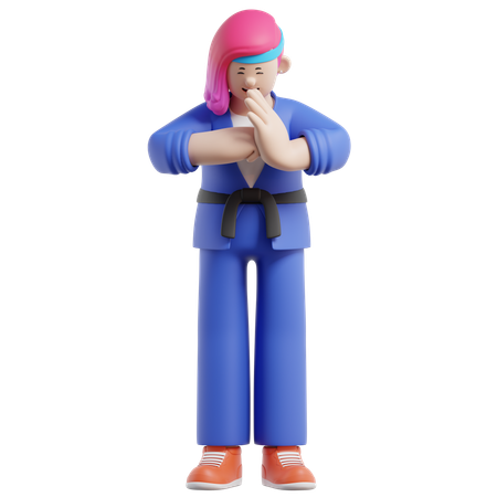 Une judoka se prépare à combattre  3D Icon