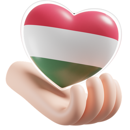 Ungarn Flagge Herz Handpflege  3D Icon