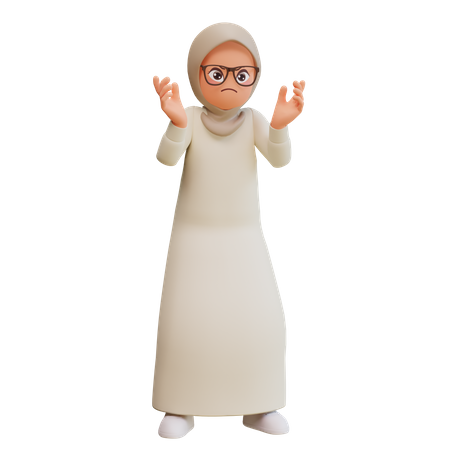 Unglückliches muslimisches Mädchen  3D Illustration