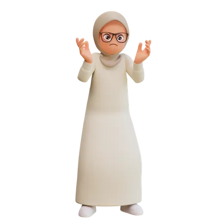 Young Muslim Woman Expressing Negative Emotions Displeased 3 D Cartoon Illustration 3D Illustration