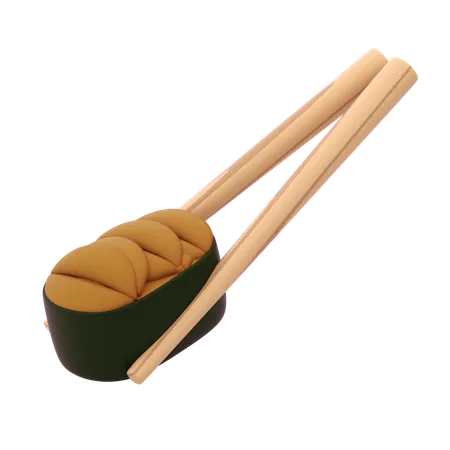 Uni Gunkan In Chopstick  3D Icon