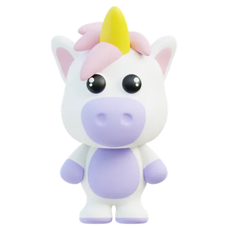 Magical 3 D Unicorn Character With Colorful Horn And Dreamy Eyes 3D Icon