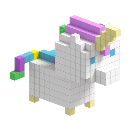 Unicorn Cute Voxel Art  3D Icon