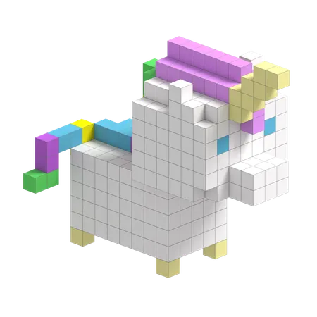 Unicorn Cute Voxel Art  3D Icon