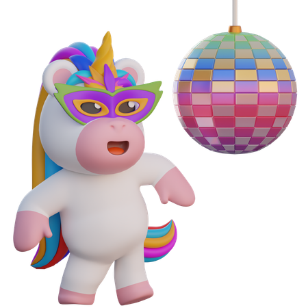 Unicorn Dancing Party  3D Illustration