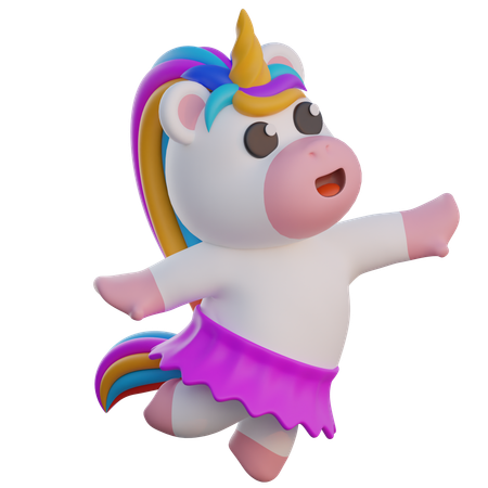 Unicorn do Ballet Dancing  3D Illustration