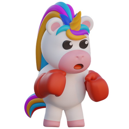 Unicorn do Boxing  3D Illustration