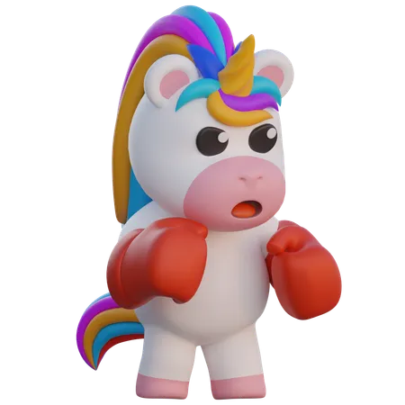 Unicorn do Boxing  3D Illustration