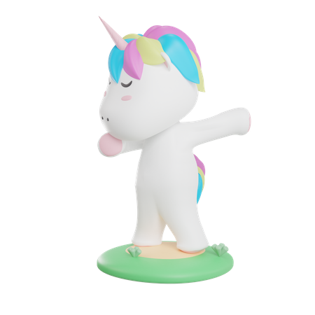 Unicorn Funny Pose  3D Illustration