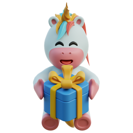Unicorn Giving Gifts  3D Illustration