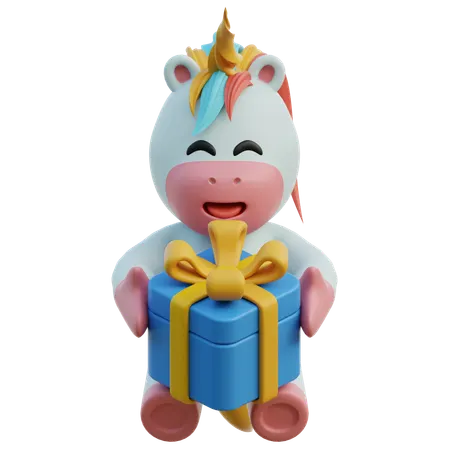 Unicorn Giving Gifts  3D Illustration