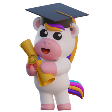 Unicorn Graduation  3D Illustration