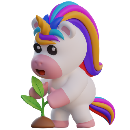 Unicorn Grow Plants  3D Icon