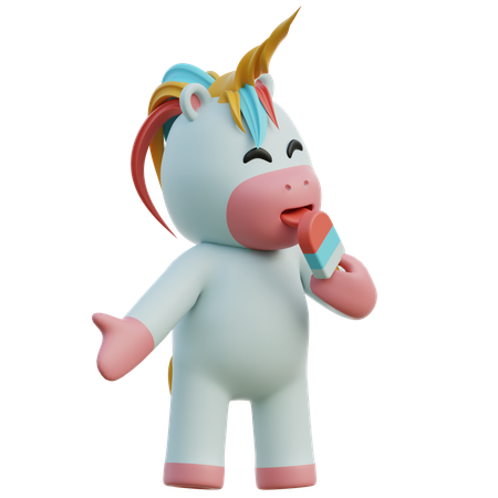 Unicorn Has Popsicle  3D Illustration