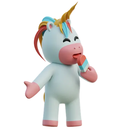 Unicorn Has Popsicle  3D Illustration