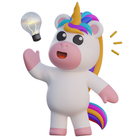 Unicorn Have A Idea  3D Illustration