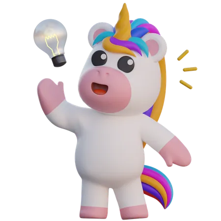 Unicorn Have A Idea  3D Illustration