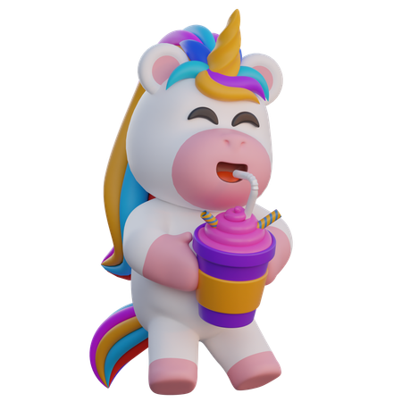 Unicorn Holding Ice Cream  3D Illustration