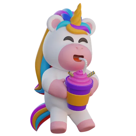 Unicorn Holding Ice Cream  3D Illustration