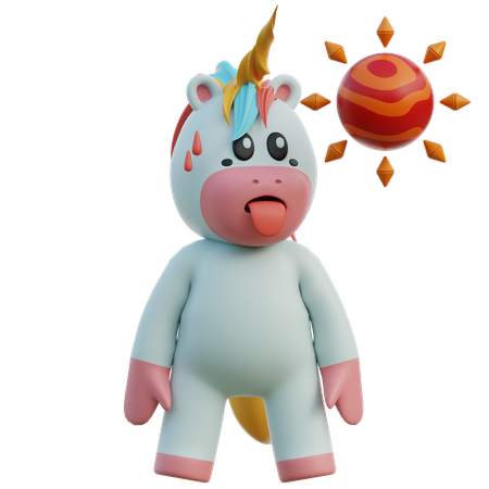 Unicorn in Heat  3D Illustration