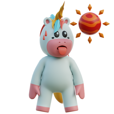 Unicorn in Heat  3D Illustration