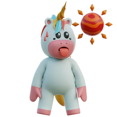 Unicorn in Heat  3D Illustration