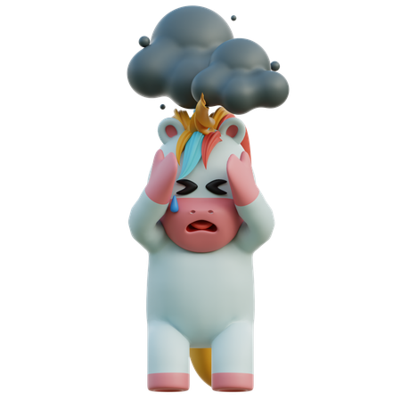 Unicorn Is Sad  3D Illustration