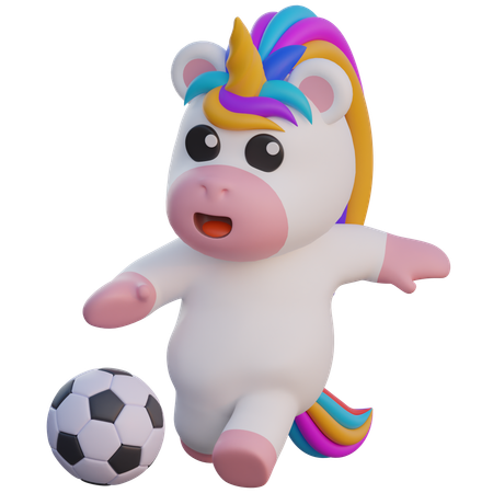 Unicorn Kicks The Ball  3D Icon