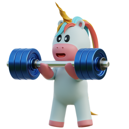 Unicorn Lifting Barbell  3D Illustration