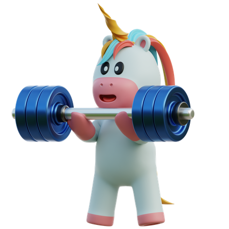 Unicorn Lifting Barbell  3D Illustration